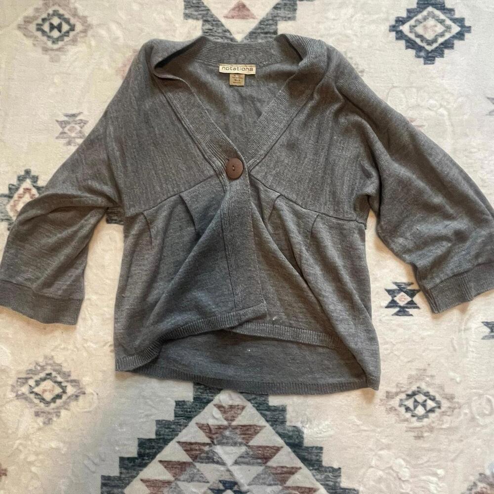 Vintage Notations Y2K Gray Knit Button Sweater – Small